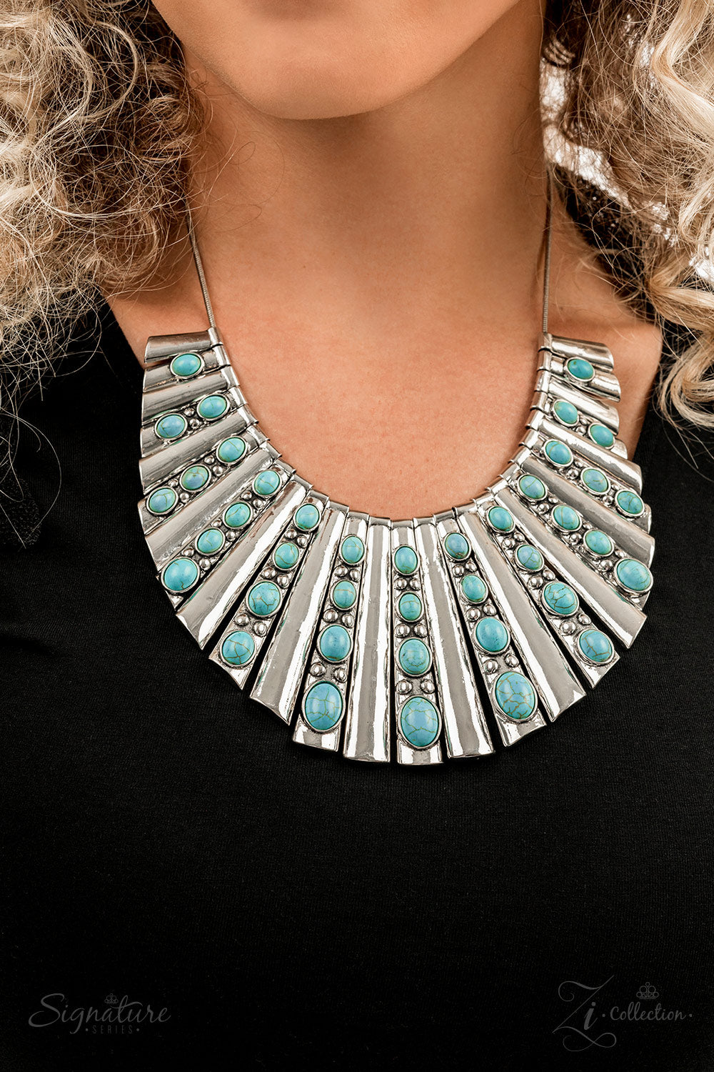 The Ebony Turquoise Blue 2022 Zi Necklace Paparazzi Accessories. Subscribe & Save. #Z2208