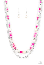Load image into Gallery viewer, Paparazzi Tidal Trendsetter Pink Necklace. #P2WH-PKXX-459XX. White baroque pearls. Free Shipping 
