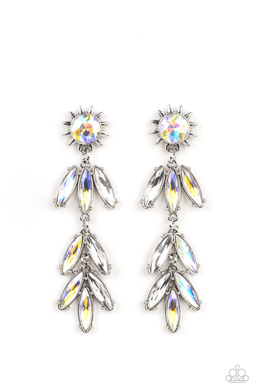 Space Age Sparkle Yellow Iridescent Post Earrings Paparazzi Accessories. #P5PO-YWXX-034XX.
