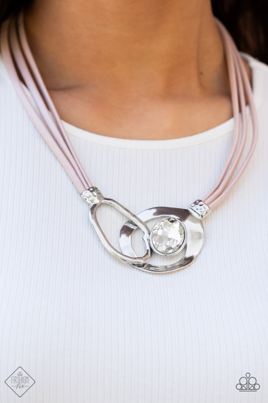 Californian Cowgirl Pink Leather Cord Short Necklace Paparazzi Accessories. #P2ST-PKXX-101JO