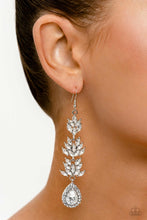 Load image into Gallery viewer, Paparazzi Water Lily Whimsy White Rhinestone Earring. Get Free Shipping. #P5ST-WTXX-064XX
