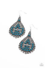 Load image into Gallery viewer, Botanical Beauty Blue $5 Earring Paparazzi Accessories. Get Free Shipping. Midnight Beads earring
