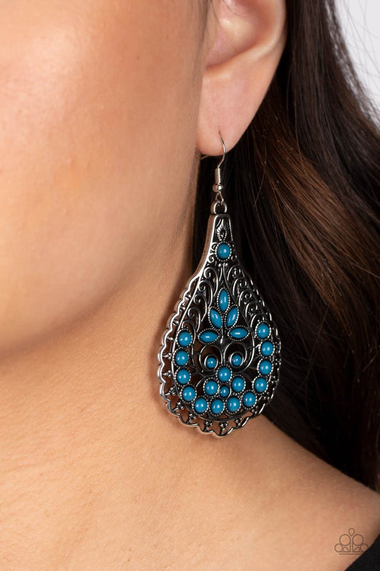 Botanical Beauty Blue $8 Earring Paparazzi Accessories. #P5ST-BLXX-043XX. Fishhook $8 Earring