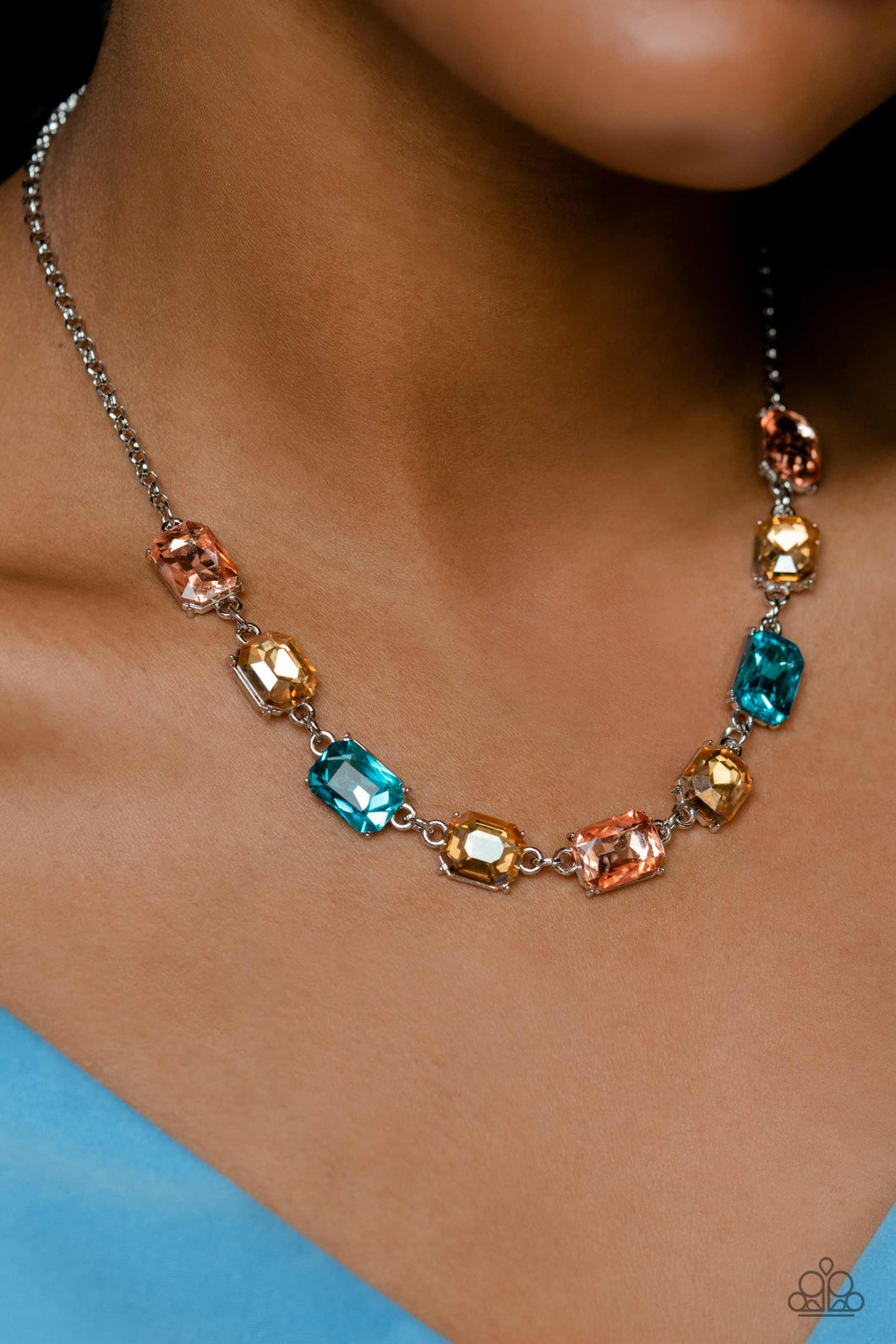 Paparazzi Emerald Envy Multi Necklace. Get Free Shipping. #P2ST-MTXX-101XX. Short LOP Necklace