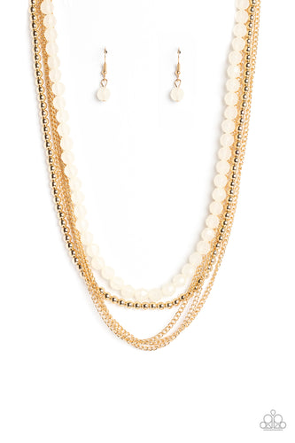 Paparazzi Boardwalk Babe Gold Necklace. Multi Layer $5 Necklace. #P2BA-GDXX-058XX