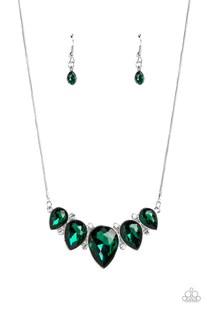 Paparazzi Regally Refined Green Necklace. Emerald green gem teardrop $8 necklace. Fashion Jewelry