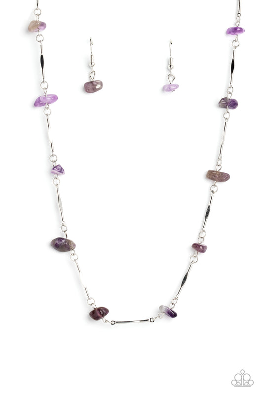 Chiseled Construction Purple Necklace Paparazzi Accessories. #P2DA-PRXX-139XX. Get Free Shipping