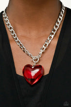 Load image into Gallery viewer, Paparazzi GLASSY-Hero Red Heart $5 Necklace. Subscribe &amp; Save. #P2ST-RDXX-120XX. LOP Necklace
