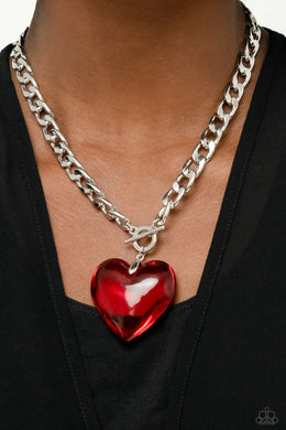 Paparazzi GLASSY-Hero Red Heart $5 Necklace. Subscribe & Save. #P2ST-RDXX-120XX. LOP Necklace