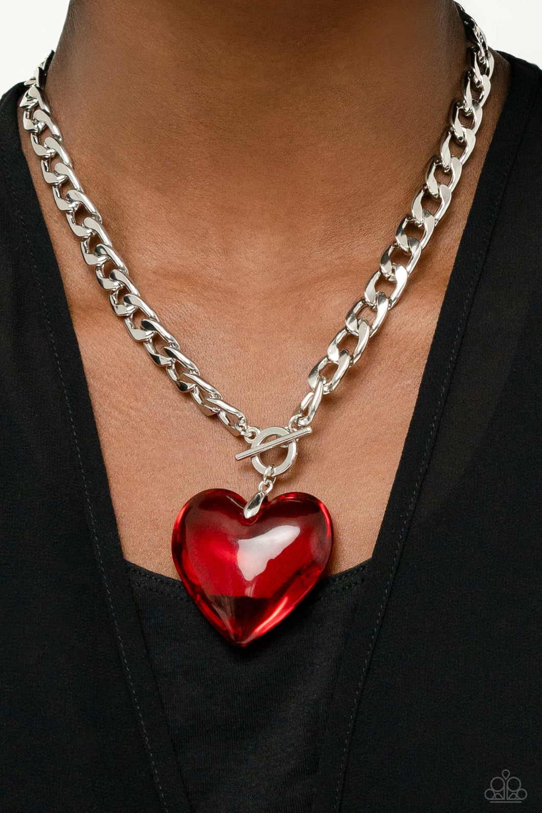 Paparazzi GLASSY-Hero Red Heart $5 Necklace. Subscribe & Save. #P2ST-RDXX-120XX. LOP Necklace
