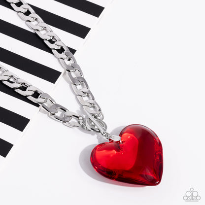 Paparazzi GLASSY-Hero Red Heart Necklace