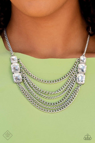 Come CHAIN or Shine White Necklace Paparazzi Accessories. Get Free Shipping.  #P2IN-WTXX-047NH