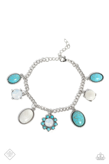 Paparazzi Cowboy Charm Blue Bracelet. classic southwestern flair. Natural stone.Turquoise blue stone