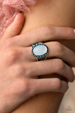 Load image into Gallery viewer, Paparazzi Captivating Cowboy Blue Ring. Get Free Shipping. Opalescent ring. Turquoise stone dainty
