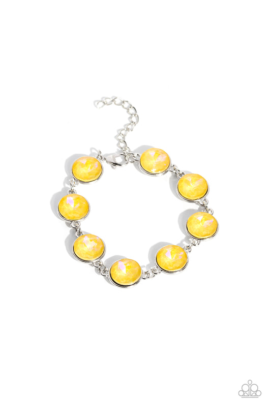 Enchanted Emblems Yellow Bracelet Paparazzi Accessories. Get Free Shipping. #P9RE-YWXX-033XX