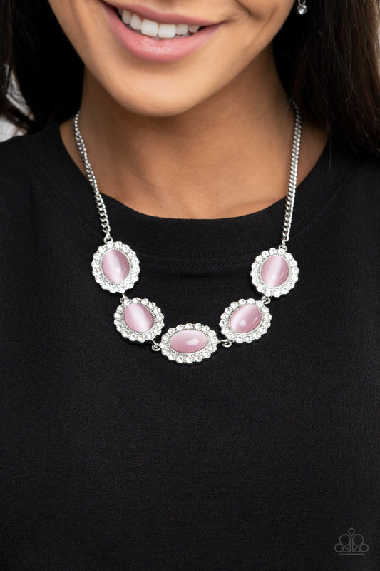 A DIVA-ttitude Adjustment - Pink Necklace Cat's Eye Stone Paparazzi Accessories #P2RE-PKXX-281VS