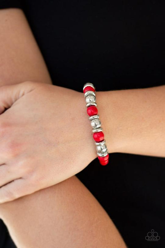 Paparazzi Across The Mesa Red Stretchy Bracelet $5 jewelry at AainaasTreasureBox. #P9SE-RDXX-151XX 