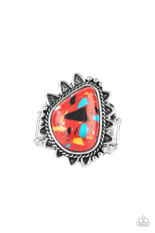 Adobe Sunrise - Red Ring Paparazzi Accessories $5.00 Jewelry with stretchy band. Subscribe & Save! 