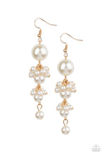 Load image into Gallery viewer, Paparazzi Ageless Applique Gold Pearl Earrings. #P5RE-GDXX-231XX. Get Free Shipping. Pearl earring 
