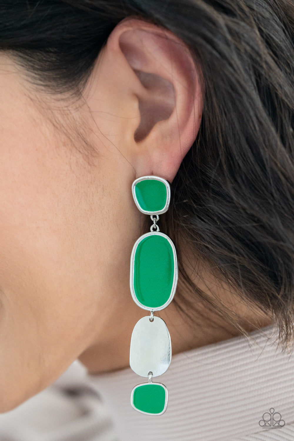 Paparazzi Earrings ~ All Out Allure - Green