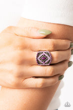 Load image into Gallery viewer, Paparazzi Amplified Aztec Purple Ring. Stretchy Band Ring.  #P4WH-PRXX-194XX. Get Free Shipping.
