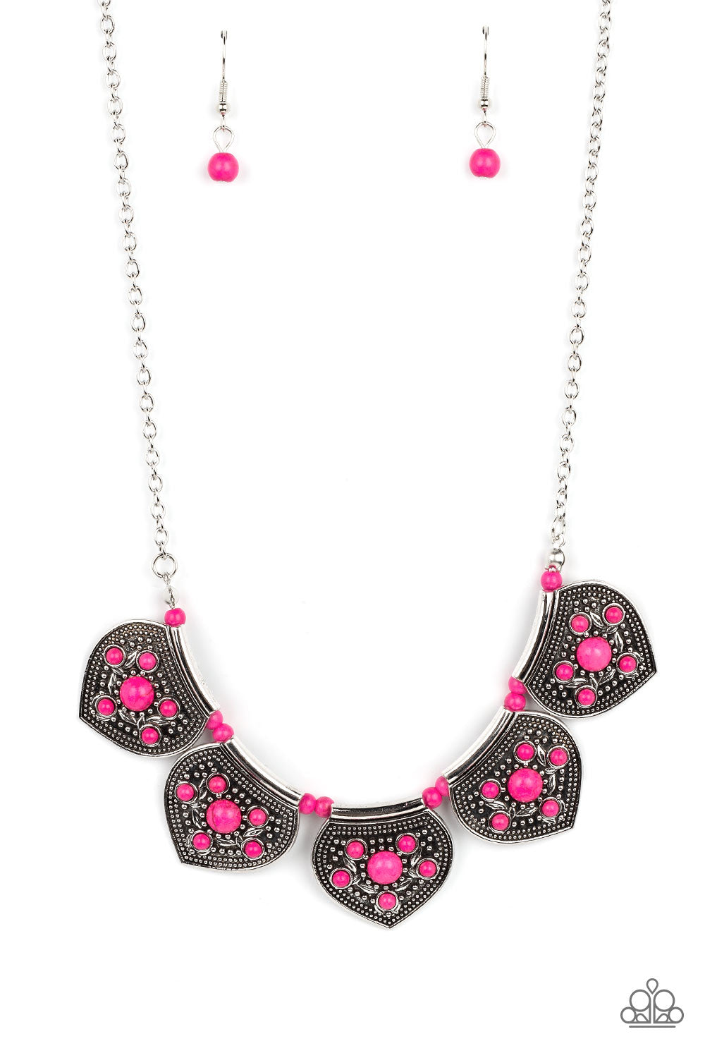 Paparazzi Badlands Basin Pink Necklace. #P2SE-PKXX-241XX. Peacock Pink $8 Necklace. Free Shipping