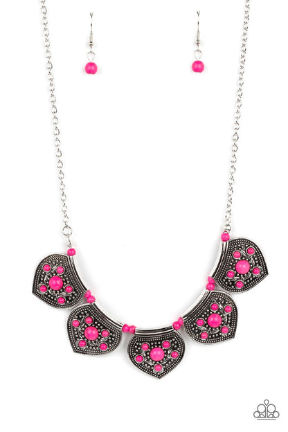 Paparazzi Badlands Basin Pink Necklace. #P2SE-PKXX-241XX. Peacock Pink $8 Necklace. Free Shipping