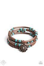 Load image into Gallery viewer, Paparazzi Badlands Bunch Copper Infinity Wrap Coil Bracelet with turquoise Stone. Floral Bracelet
