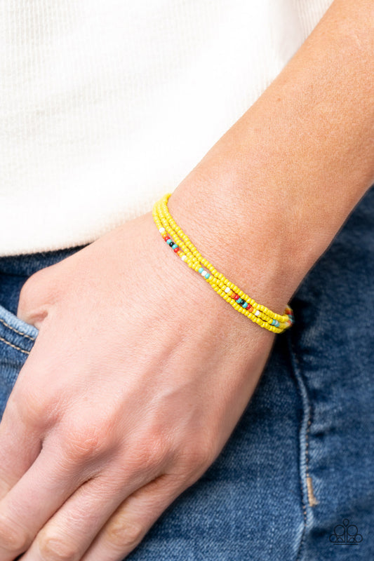 Paparazzi Basecamp Boyfriend Yellow Seed Beads Dainty Bracelet. Get Free Shipping!