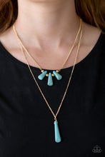 Load image into Gallery viewer, Paparazzi Basic Groundwork - Blue Stone in Gold Chain Necklace

