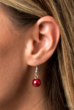Load image into Gallery viewer, Battle of the Bombshells Red Necklace Paparazzi $5 Jewelry. Includes earrings. Chunky pearls

