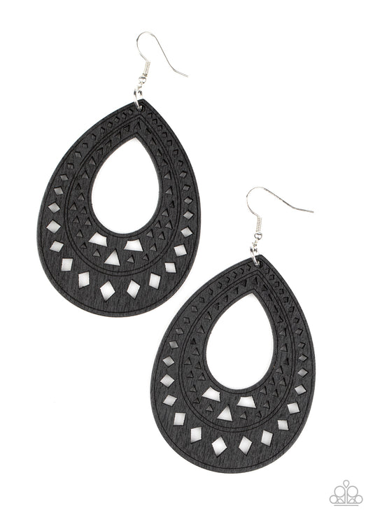 Paparazzi Belize Beauty - Black Earrings $5.00 Jewellery. Free Shipping!