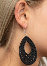 Load image into Gallery viewer, Belize Beauty - Black Earring Paparazzi Accessories Wooden Style Long Earring. Free Shipping!
