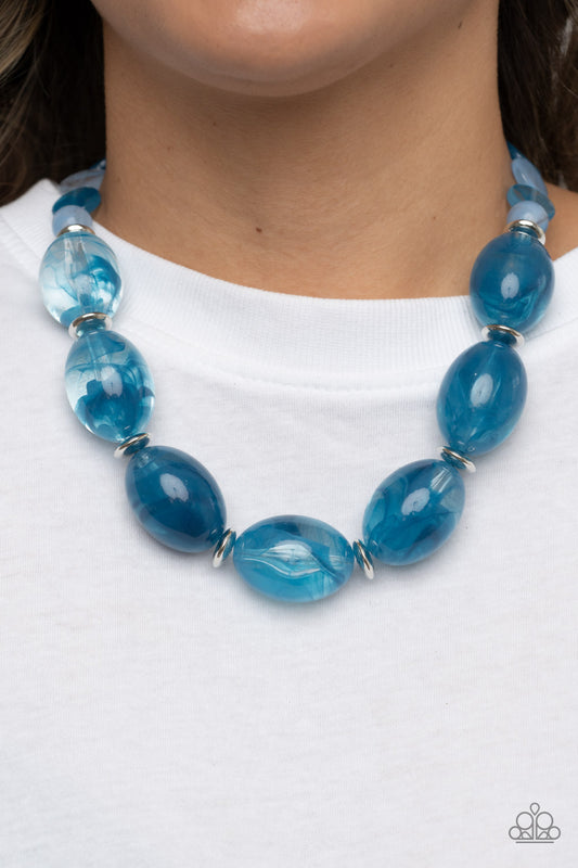 Belle of the Beach Blue Necklace Paparazzi Accessories. Get Free Shipping.#P2ST-BLXX-158XX