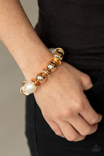 Load image into Gallery viewer, Paparazzi Big League Luster Gold Bracelet $5 Jewelry. Free Shipping! #P9RE-GDXX-281UP
