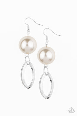 Paparazzi Big Spender Shimmer White Earring. Get Free Shipping. Pearl Earring. Affordable and trendy