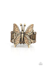 Load image into Gallery viewer, Blinged Out Butterfly Brass Ring Paparazzi Accessories. #P4WH-BRXX-098XX. Get Free Shipping.
