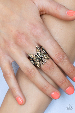 Paparazzi Blinged Out Butterfly Brass Ring. Get Free Shipping. #P4WH-BRXX-098XX