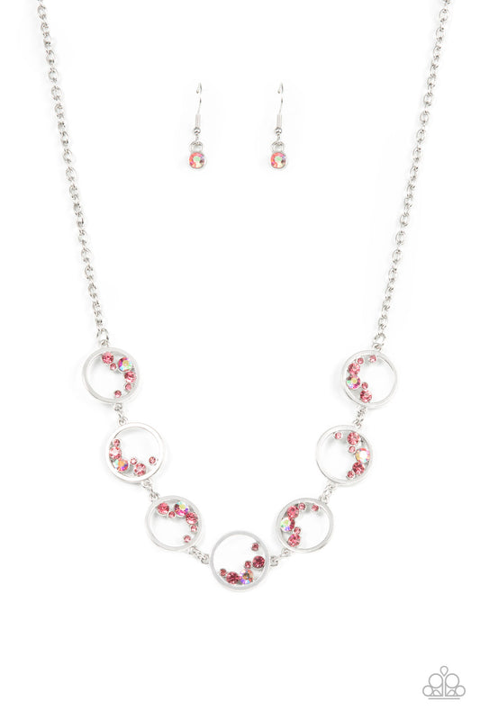 Paparazzi Blissfully Bubbly Pink Iridescent Necklace. Get Free Shipping! 