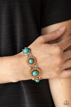 Load image into Gallery viewer, Paparazzi Bracelet Bodaciously Badlands Orange And Blue Floral Bracelet
