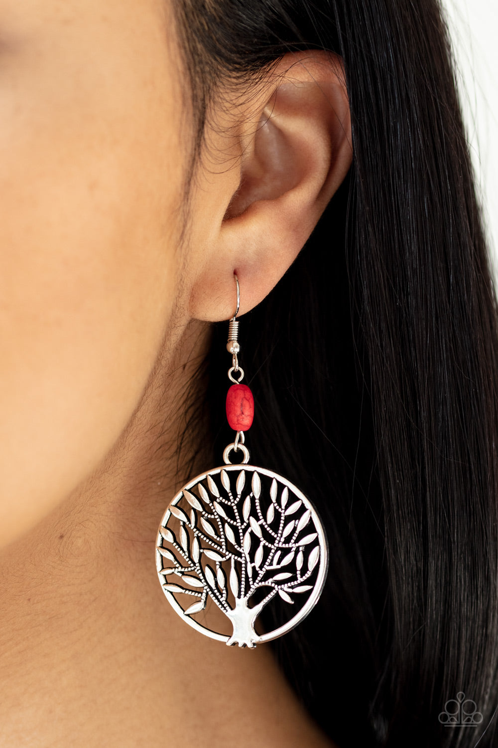 Paparazzi Earring ~ Bountiful Branches - Red