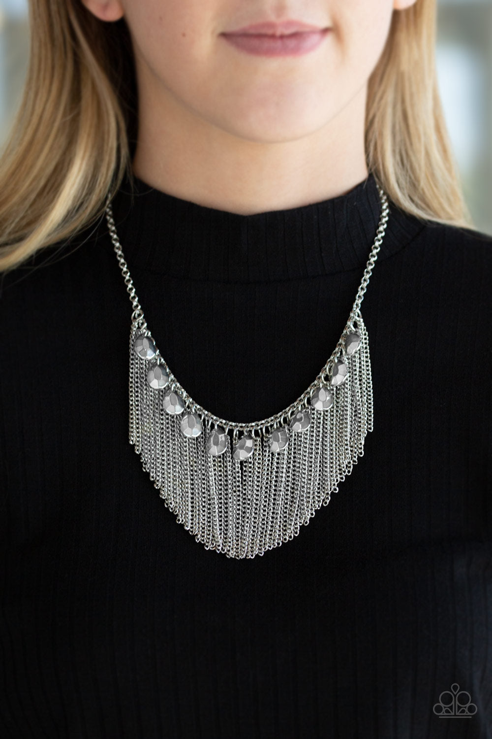 Paparazzi Necklace ~ Bragging Rights - Silver Fringe Necklace
