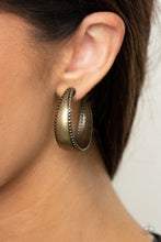 Load image into Gallery viewer, Paparazzi Earring ~ Burnished Benevolence - Brass Hoop Earring

