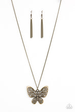 Load image into Gallery viewer, Paparazzi Butterfly Boutique Brass $5 Necklace. Get Free Shipping. #P2WH-BRXX-166XX
