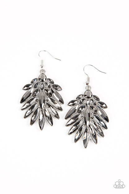 COSMIC-politan Silver Hematite Rhinestone Earring Paparazzi Accesssories. Subscribe & Save.