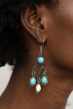 Load image into Gallery viewer, Paparazzi Canyon Chandelier Turquoise Blue and White Stone Earrings. #P5SE-MTXX-118XX. Ships Free 
