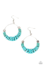 Load image into Gallery viewer, Paparazzi Capriciously Crimped Blue Earring. Subscribe &amp; Save. Dainty Wire Hoop Faux Stone Disc

