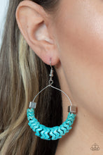 Load image into Gallery viewer, Capriciously Crimped Turquoise Blue Wire Hoop Earring Paparazzi Accessories. #P5SE-BLXX-286XX
