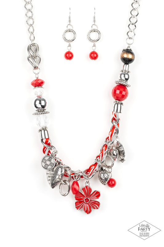 Paparazzi Necklace ~ Charmed, I Am Sure - Red Necklace