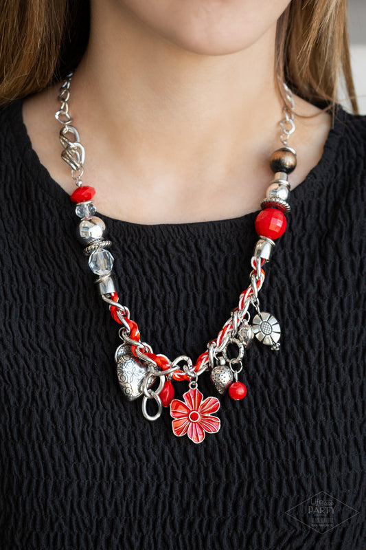Paparazzi Necklace ~ Charmed, I Am Sure - Red Necklace
